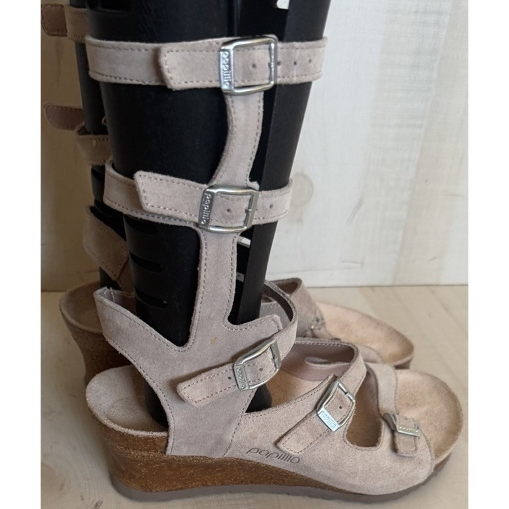 Birkenstock Papillio Elisa Wedges Gladiator Sandals Womens Size 6/EU 37 Beige - Picture 3 of 11